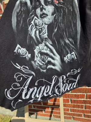 ANGEL SOUL WOMAN WINGS ROSE FLOWER DAY OF THE DEAD T-SHIRT SHIRT Small thumbnail 3
