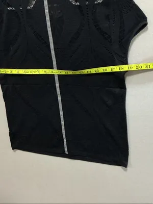 bebe Black Short Sleeve Mesh Yoke Athletic Tee thumbnail 6