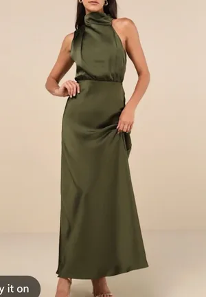 Lulus distinctive charm satin draped high neck dress size xs thumbnail 9