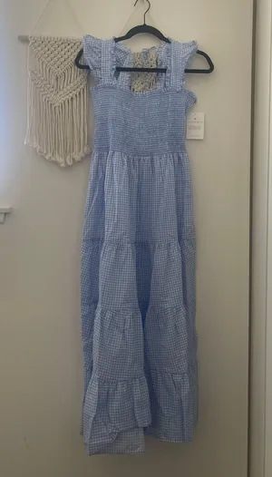 Eileen West Gingham Smocked Tiered Midi Dress NWT thumbnail 1