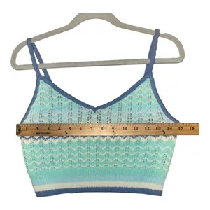 American‎ Eagle Blue Crochet Crop Tank Top, Large thumbnail 6