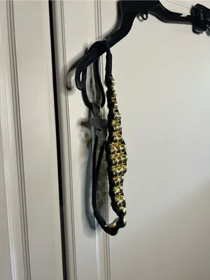 Vintage Ann Taylor 90s Black Braided Rope Gold Bead Belt Medium thumbnail 9