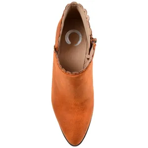 Journee Collection Womens Booties Size 8 Rust Orange Tessa Inside Zip Stacked Heel Almond thumbnail 4