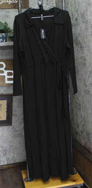 NWT 24Seven Comfort Apparel Womens Knit Belted Faux Wrap Dress Black 1X thumbnail 1