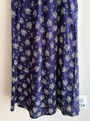 Patrons of Peace Floral Ribbon Tie Smocked Back Midi Dress, Blue, Size Small thumbnail 13