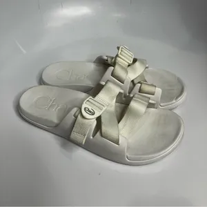 Chaco chillos slides sandals all‎ white size 10 thumbnail 3