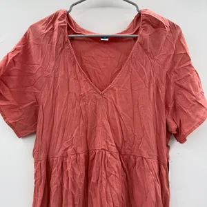 Old Navy NWT Mini Dress Women's Sz‎ Medium Amber Glow V Neck Tiered Short Sleeve thumbnail 2