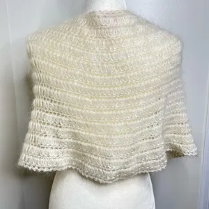 Central Park West Loose Knit Shoulder Wrap Shawl Shrug Mohair Blend Cream Ivory thumbnail 6