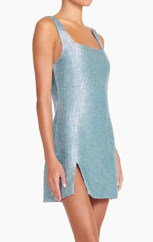 Staud Le Sable minidress in French Blue thumbnail 2
