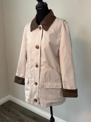 Sanctuary Cream Barn Jacket With Brown Faux Leather Trim M thumbnail 2