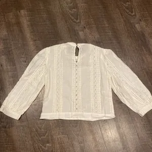 Zara Cropped Style Embroidered Pattern Lace Top In Ivory thumbnail 2