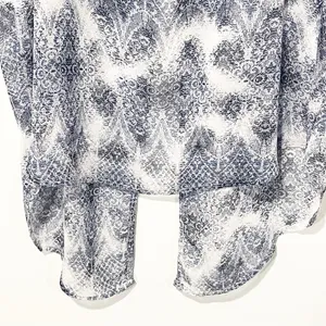 Torrid Plus Size 1X Blue Sheer Snake Print Button Back Short Sleeve Blouse thumbnail 2