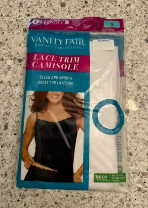 Vanity Fair Lace Trim Camisole - Black & White thumbnail 1