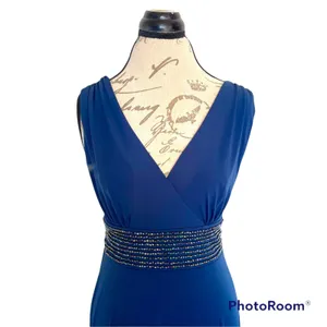 AGB Dress Sz 6 Blue Rhinestones Festival Evening Party Elegant Cocktail Retro thumbnail 7