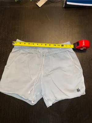 Light Blue Drawstring Lounge Shorts Soft Cotton Blend Pockets Casual Athleisure thumbnail 3