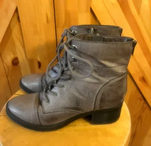 Maurice's Gray Brenda Lace Up Combat Boots Size 8.5 thumbnail 1