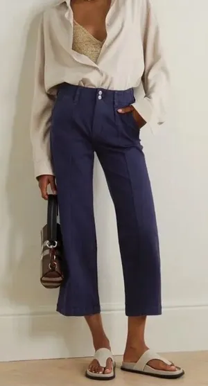 Paige Brooklyn Wide Leg Crop Pants in Vintage Cosmic Navy High Rise Size 25 thumbnail 1