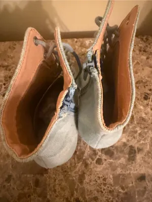 Wild Diva Light Blue Denim Lace-Up Peep Toe Heeled Booties Never worn! thumbnail 5