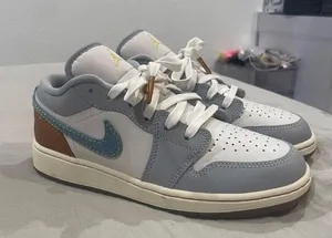 Nike Gray and Blue Athletic Shoes with Classic Design thumbnail 1