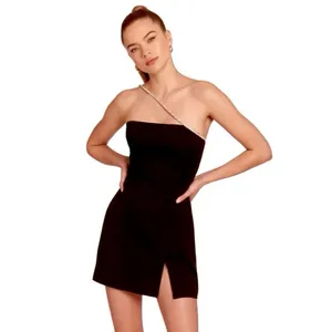 Amanda Uprichard Dream Diamante Strap Cocktail Dress‎ Black Size Small thumbnail 5
