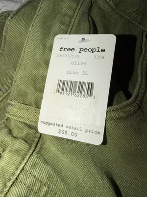 NWT Free People Makai Cutoff Denim Short Olive Garden SZ-31 Frayed Hem thumbnail 7