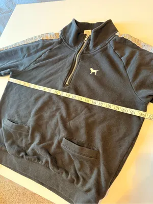 Victoria's Secret PINK 1/4 zip pullover sweatshirt, signature stripe, black,sz M thumbnail 6