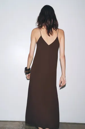 Zara ze collection Brown flowy bohemian casual Sleeveless Dress thumbnail 6