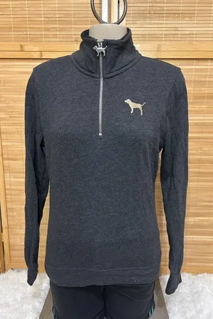 Victoria’s Secret PINK gray gold 1/4 zip long sleeve top woman’s XS shirt thumbnail 1