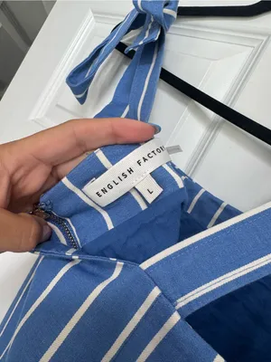 English Factory Blue and White Striped Mini Dress thumbnail 3