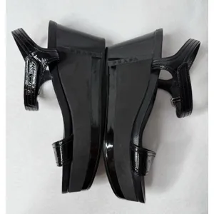 Prada Black Patent Leather Strap Sandal Shoes Wedges Size US 6.5 Y2K Festival thumbnail 5