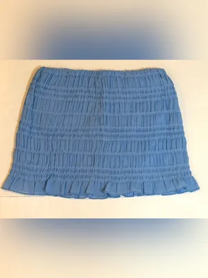 NWT Abercrombie Cloudy Blue Sheer Ruched Mini Skort XS Smocked Coquette Y2K thumbnail 8