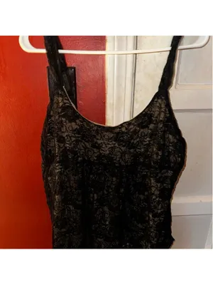 90s Vintage NY&Co Black Floral Lace Overlay Cami Top Nude Lining Grunge Coquette thumbnail 3