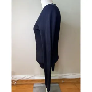 Elie Tahari Women's Silk Cashmere Ruffle Long Sleeve Button Black Cardigan XS thumbnail 3