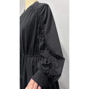 ASTR THE LABEL Ruched Long Sleeve Shirtdress Tiered Black Size M Preppy Party thumbnail 2