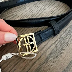 Anine Bing AB Monogram Leather Belt in Black with Gold Hardware - NWT thumbnail 6