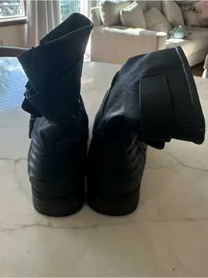 Aldo Black Leather Ankle Combat Boots with Buckle Straps thumbnail 6