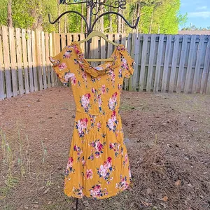 Xhilaration Small Juniors•Floral Sundress•Smocked Bodice and Sleeves•Ruffled Collar thumbnail 7