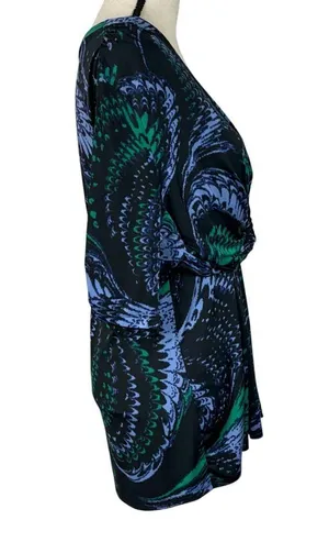 Worthington X-Large Top Abstract V-Neck Knotted Front Stretch Elbow Sleeve Multi thumbnail 3