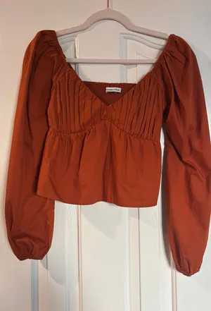 Abercrombie Long Sleeve Cropped Shirt Burnt Orange thumbnail 1