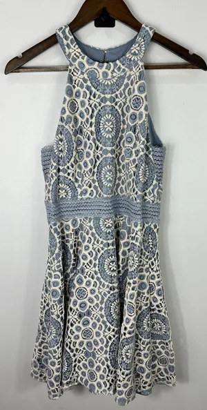 City Triangles XL Blue Lace Overlay Fit & Flare Dress‎ Crochet Boho Cottagecore thumbnail 1