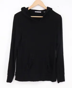 TART Hoodie Women's S Black Ruffle Pocket Long Sleeve Pullover Excellent thumbnail 1