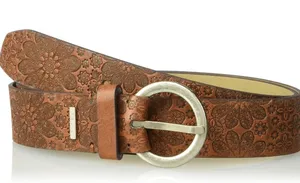 Relic Fossil women's "Starry Snowflake" embossed brown faux leather belt large thumbnail 1