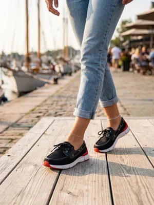 Hunter Women’s Black Mesh Sneakers with Red Accents thumbnail 6