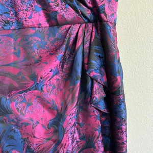Adrianna Papell Size 20 Blue Pink Brocade Floral Formal Dress One Shoulder thumbnail 5