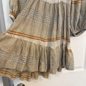 Free People Mini Dress Cozy Striped Puff‎ Sleeve Boho Fairy Sz S Open Tie Back thumbnail 6