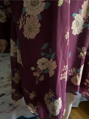 Bailey Blue Women’s Floral High-Neck A-Line Dress Burgundy & Pink Floral LG thumbnail 6