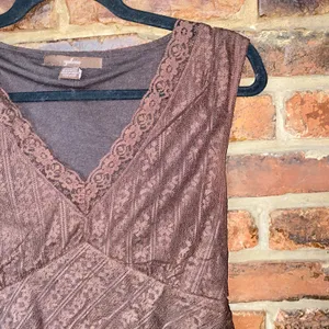 Galeno Brown Lace Vintage Y2k Sleeveless Tiered Layered Top Women's Size XL thumbnail 2