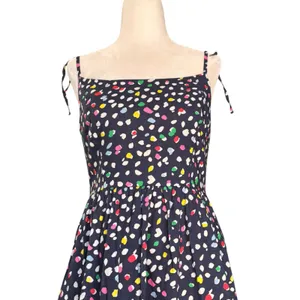 J.Crew Colorful Dot‎ Print Cotton Midi Sundress Size 2 Navy Blue Tie Strap Dress thumbnail 2