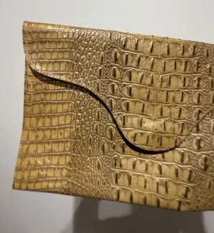 Vintage y2k J J Winters Croc Leather Bag Pouch Case Clutch Tan Brown P thumbnail 1