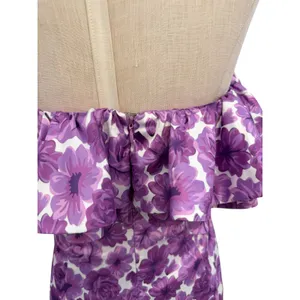 Oh Polly Show Me‎ Off Off Shoulder Ruffle Satin Mini Dress Lilac Floral US 8 NWT thumbnail 9